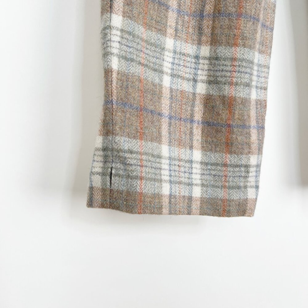Vintage Gianni Valentino Plaid Wool Trouser Pants High Rise Waist Straight Crop - Picture 5 of 8